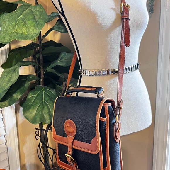 Dooney & Bourke Black and Tan Leather Messenger Bag - Picture 12 of 15